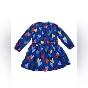 Primary Size 5 Smocked Waist Cobalt Blue Colorful Confetti Hearts Print Dress